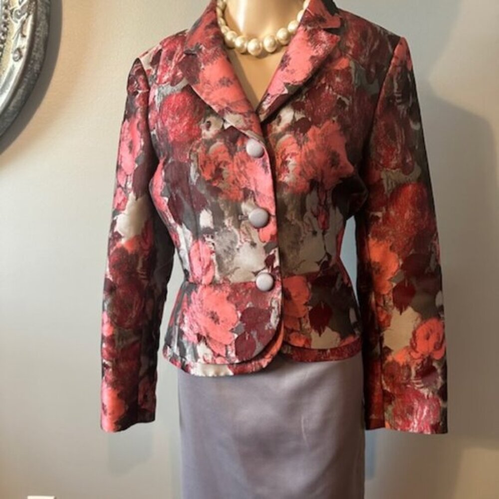 KASPER SALMON AND TAUPE JACKET - SZ 12P